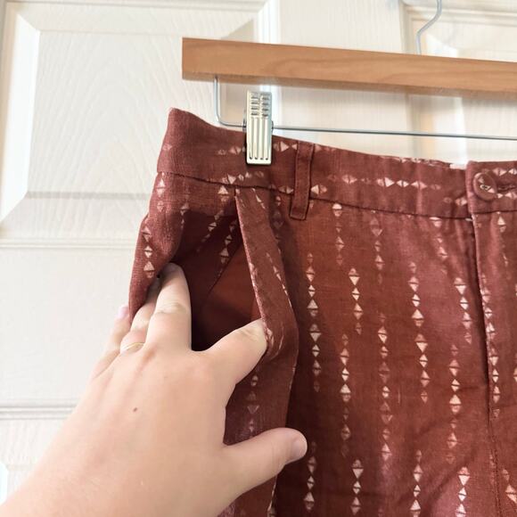 Garnet Hill Classic Linen Trousers in Cinnamon Print - Picture 3 of 9